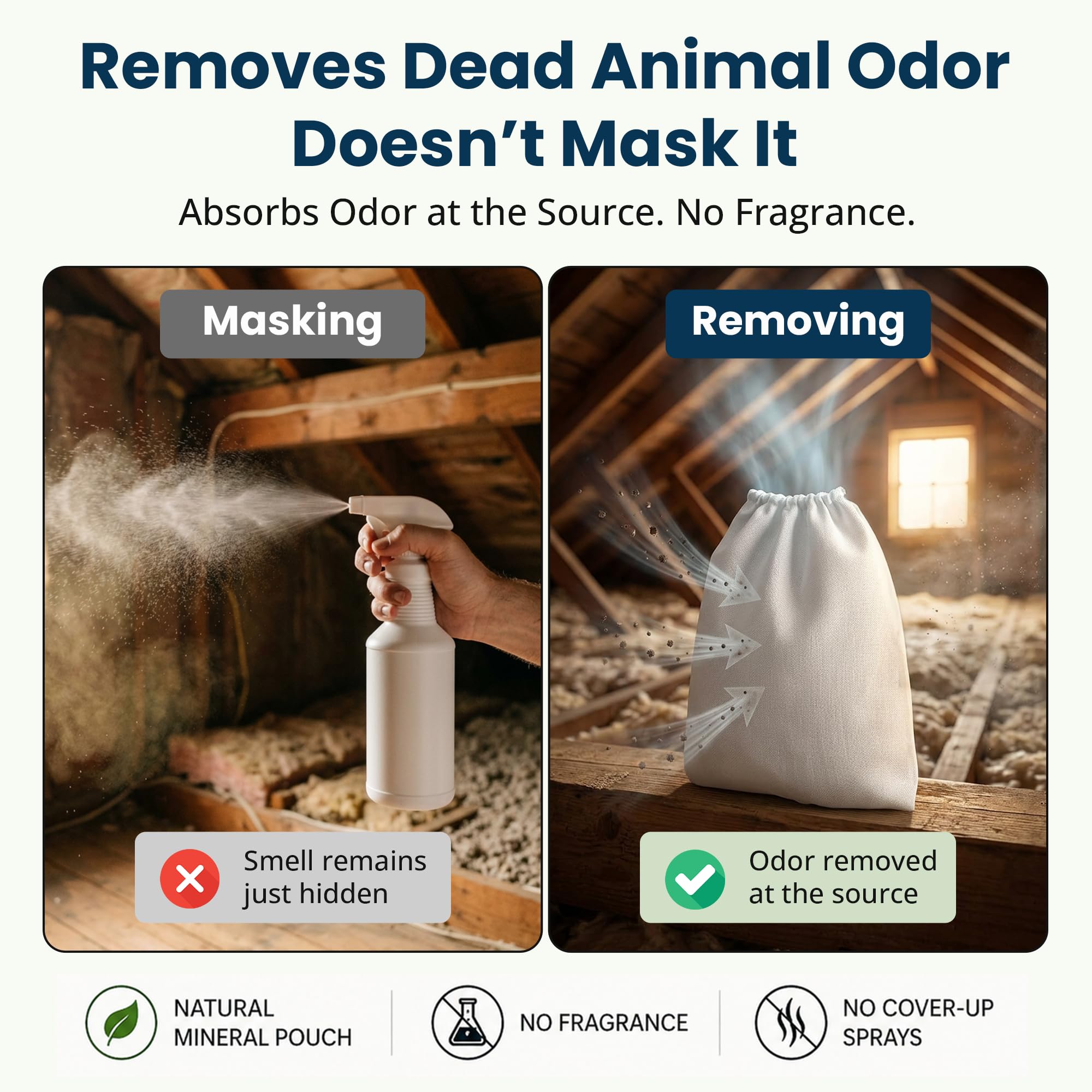 SMELLEZE Eliminador de olores de animales muertos para una fuerte eliminación de olores, elimina el olor de roedores muertos y vida silvestre, uso seguro en interiores y exteriores, removedor de