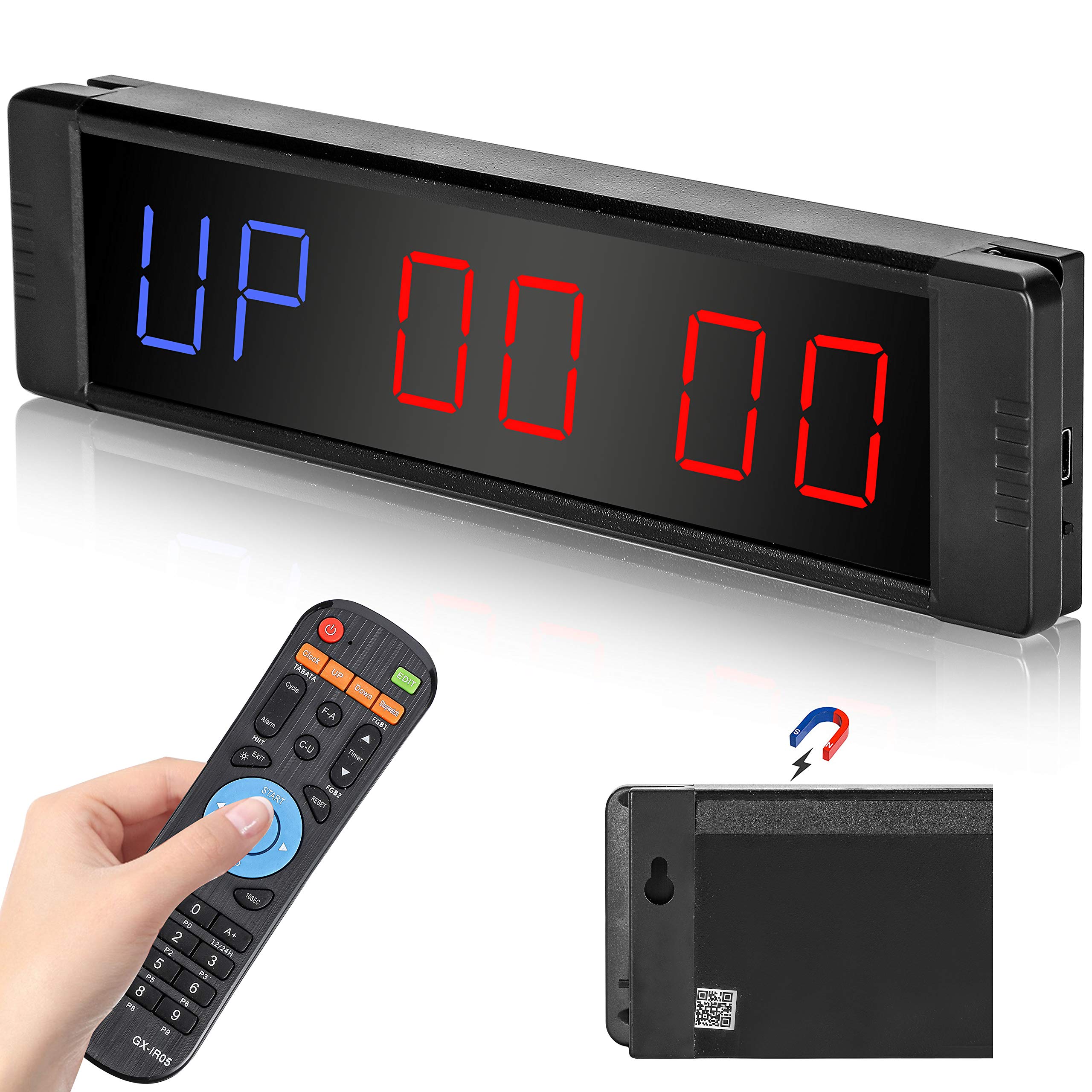 Timer a LED per allenamento e palestra, timer magnetico posteriore programmabile per allenamento fitness con telecomando, conteggio alla rovescia/cronometro per TABATA FGB