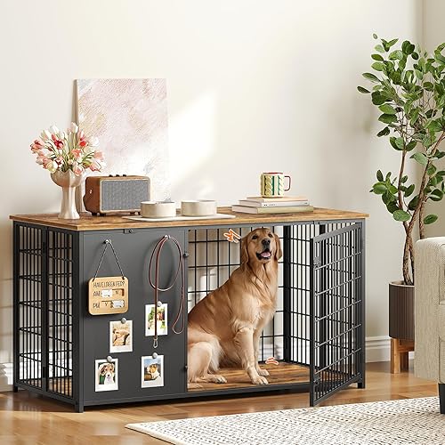 Miniatura 5 de Mueble plegable para perros, jaula para perros de 47.2 pulgadas con marco de bricolaje, perrera resistente para interiores con ganchos, mesa