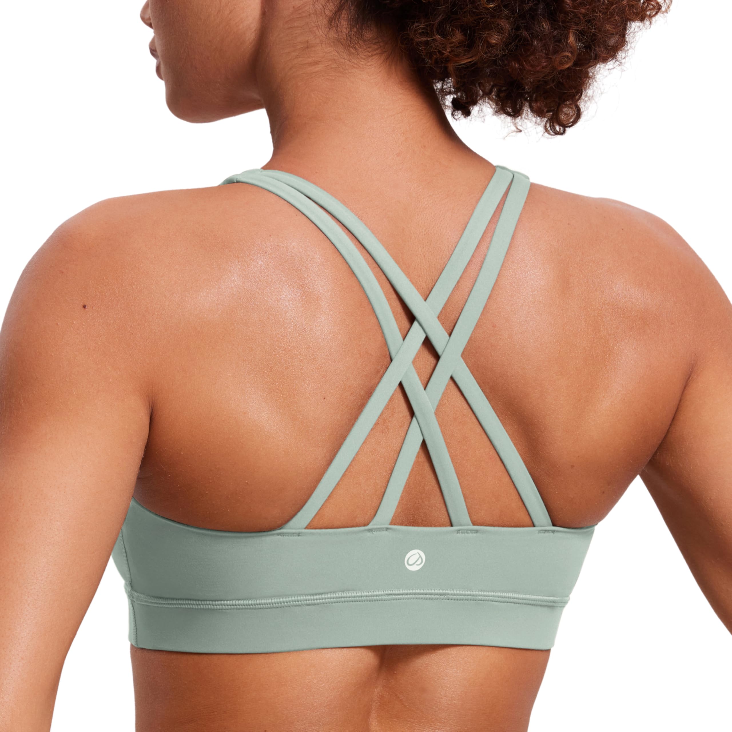 CRZ YOGAWomen's Strappy Sports Bras Fitness Workout Padded Yoga Top Criss Cross Back Cami