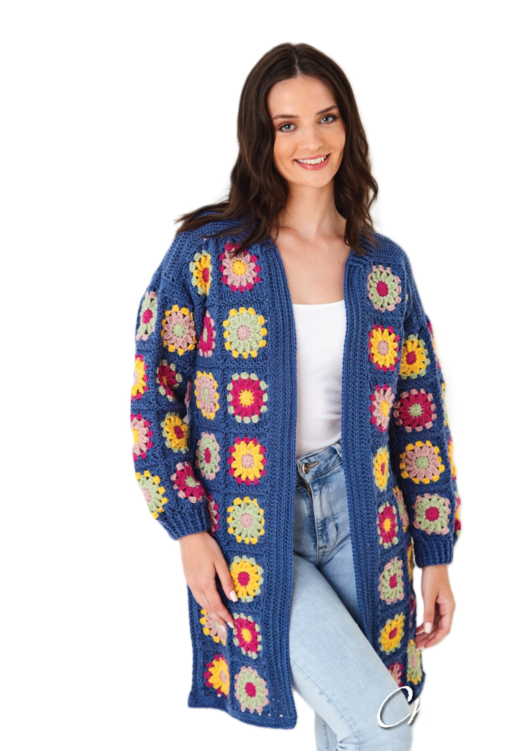 King Cole DK Crochet Pattern - 5943 Long Cardigan & 1/2 Sleeve Cropped Cardigan