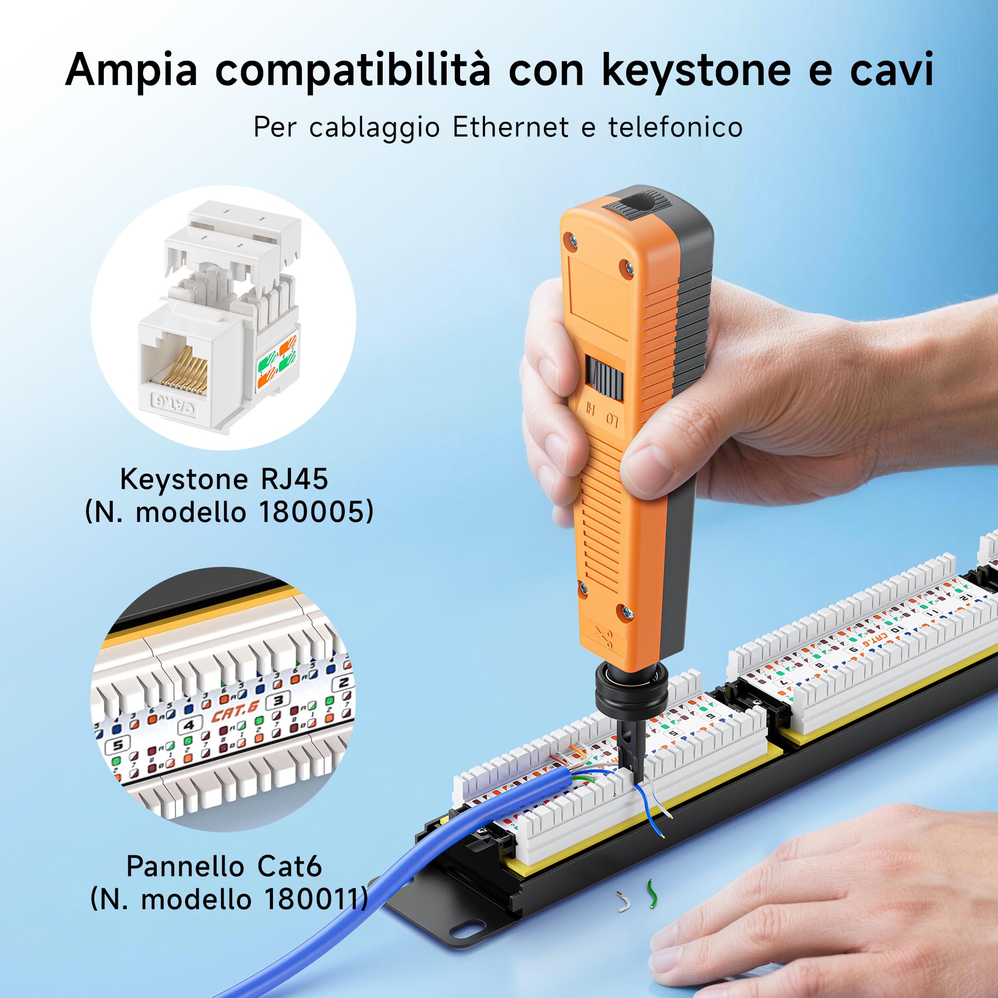 Cable Matters 110 Punch Down Tool con lama 110, strumento Ethernet Punchdown, strumento Keystone Punch Down per rete Cat 8, Cat 7, Cat 6A, Cat 6, Cat 5e, Cat 5