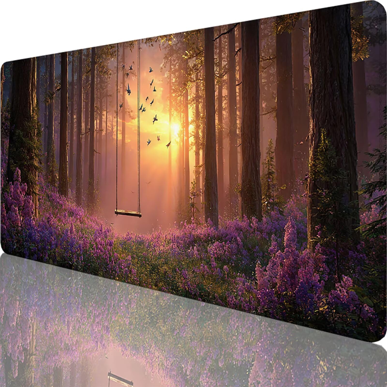Różowa podkładka pod mysz do gier 800 x 400 x 4 mm duża podkładka pod mysz XXL, podkładka pod mysz kwiatowa szyte krawędzie, zmywalna, antypoślizgowa gumowa podstawa do gier do dekoracji domu, prezent