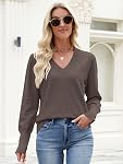 ANRABESS Sweaters pour les femmes manches longues V Cou Chemises Business Casual Work Blouses 2026 Hauts du chandail de pull-over à l'automne