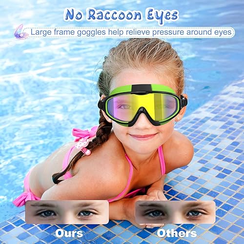 Miniatura 5 de Paquete de 2 gafas de natación para niños, con protección UV antivaho, visión amplia, para niños de 3 a 15 años