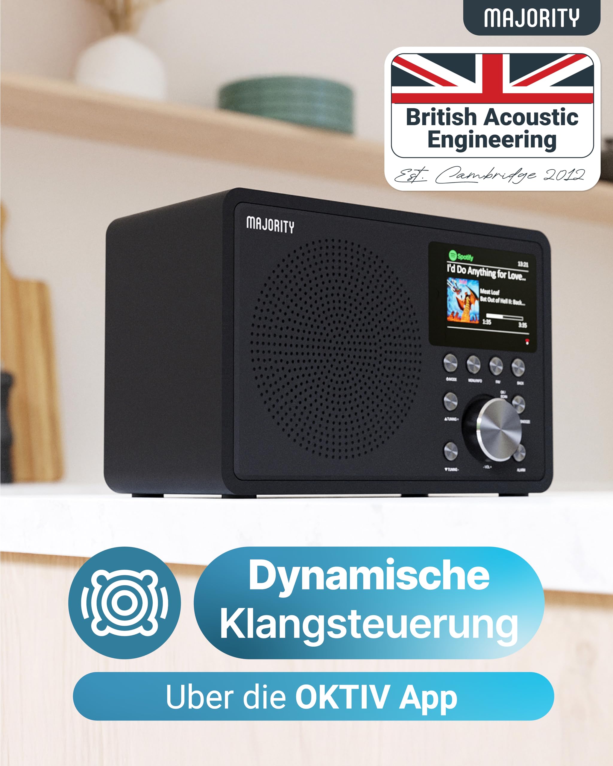 MAJORITY Touro Internetradio WLAN DAB+ Bluetooth DAB Plus Küchenradio Digitalradio