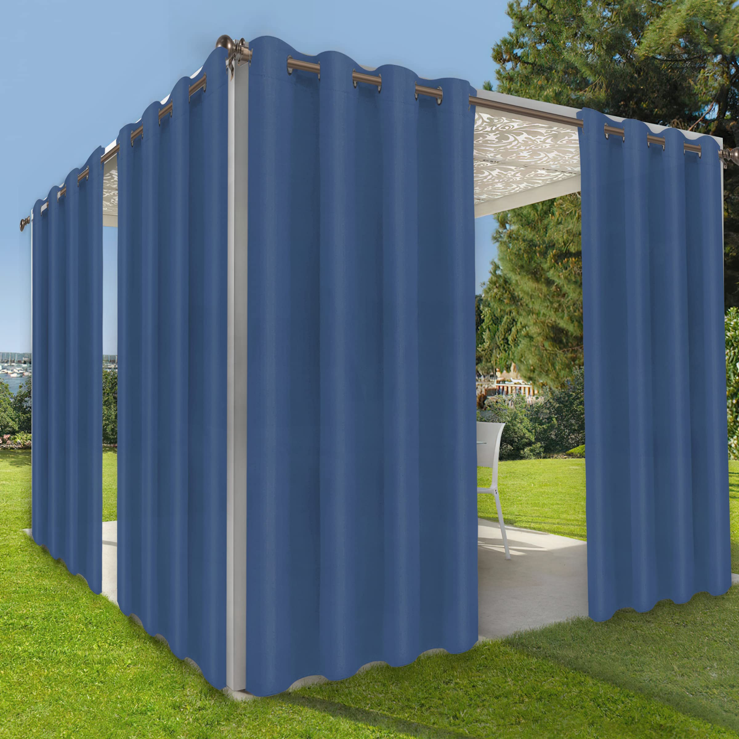 OutdoorLines Waterproof Indoor Outdoor Curtains for Patio-Privacy Sun Blocking Grommet Curtain Panel Weatherproof, UV Resistant Curtains for Gazebo,