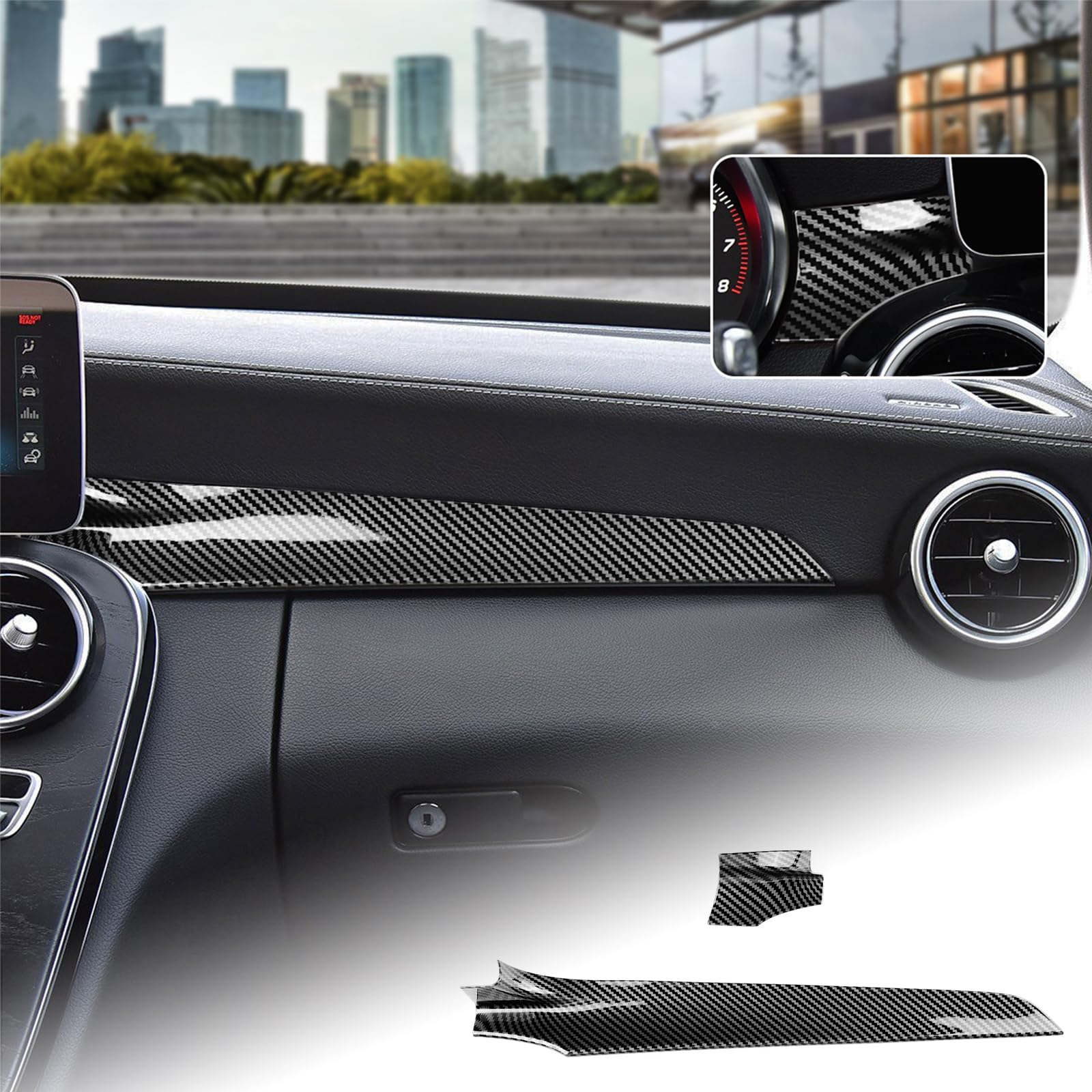 Parti Retrofit Auto Per BENZ W204 C C180 C200 C220 E W207 W212 E260 Console Centrale Coperchio Portabicchieri For Bevande Coperchio Telaio Esterno Accessori Auto (Colore : LHD Carbon
