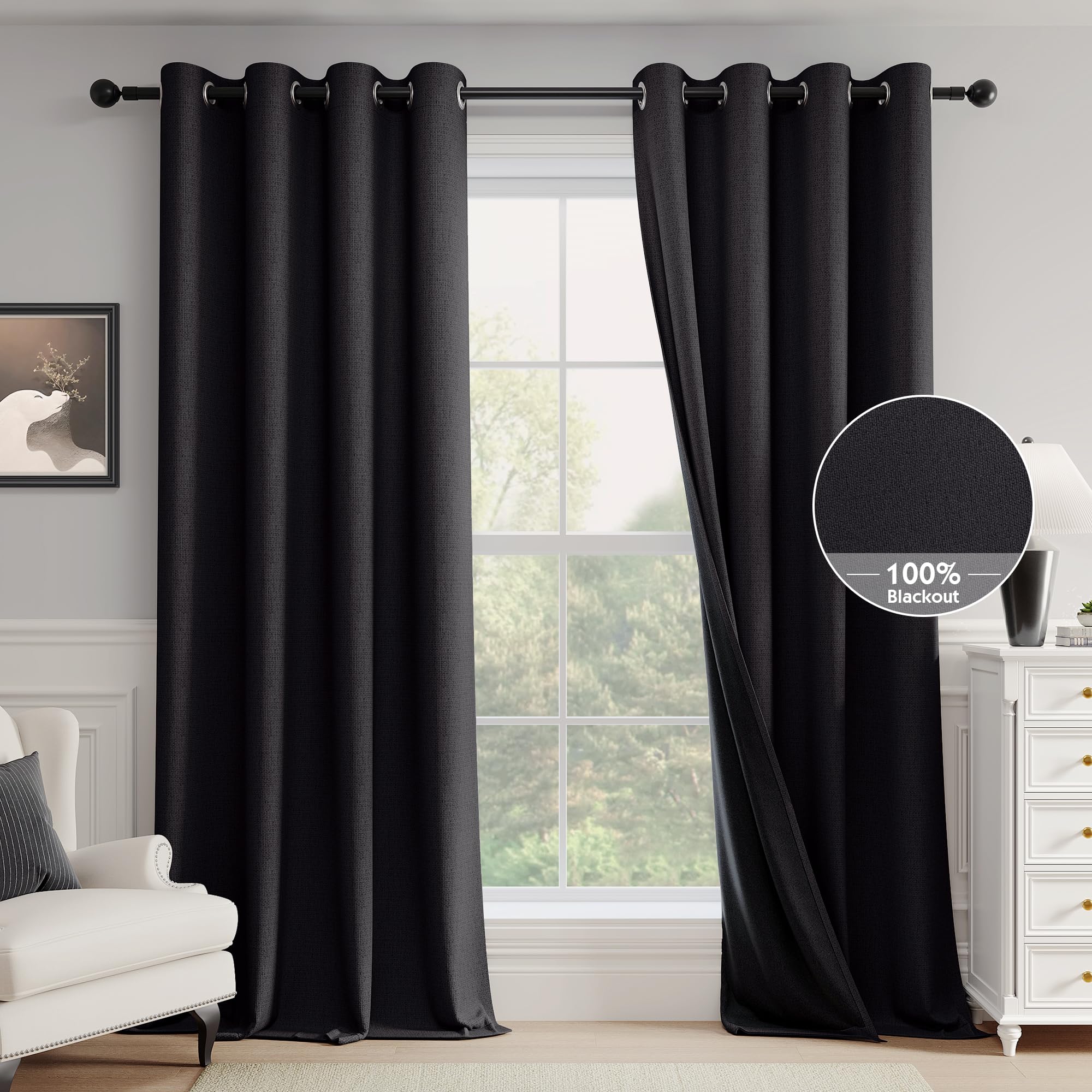 Amazon.com: FMFUNCTEX 100% Blackout Black Curtains for Bedroom/Living
