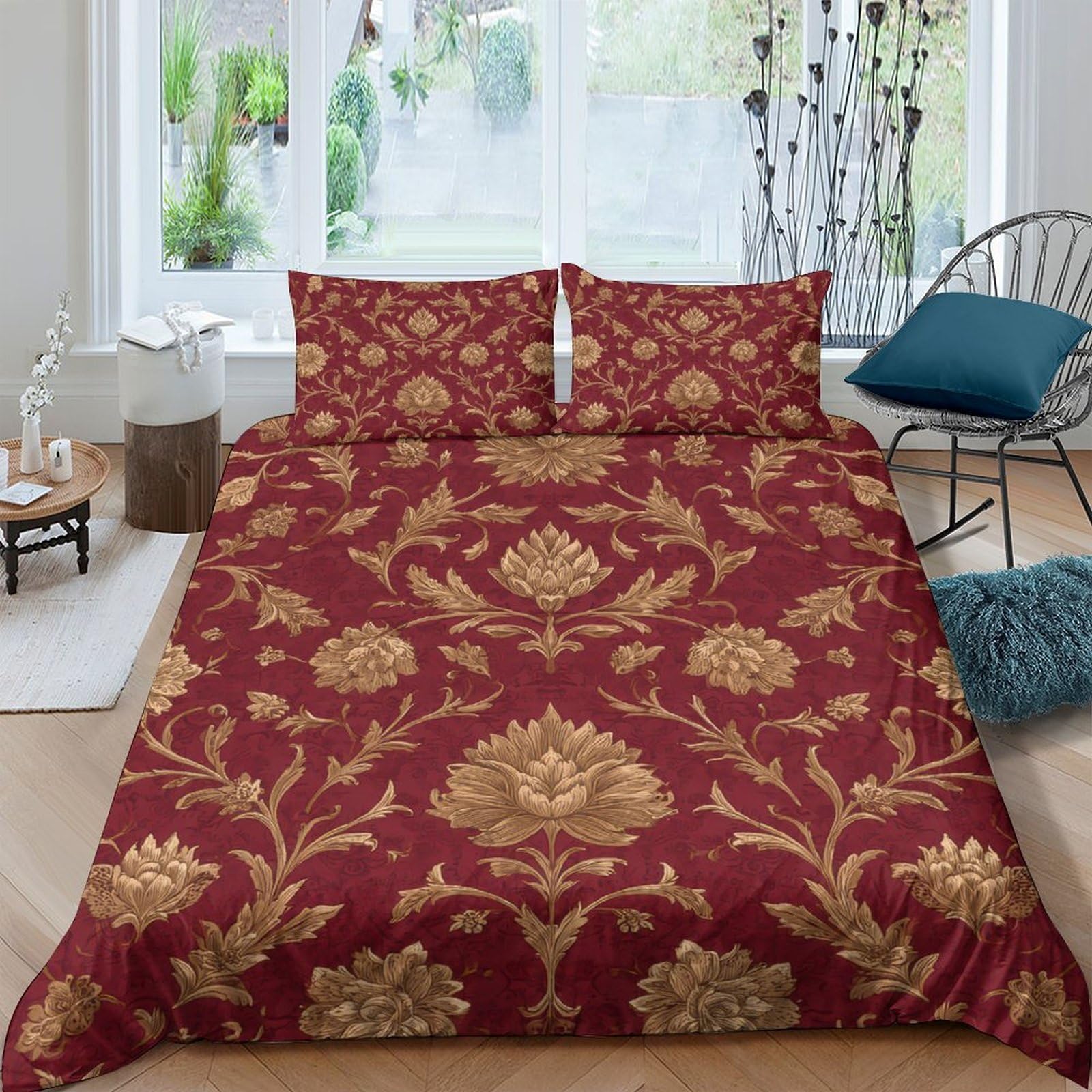 Ctjqhvkz Style-8 3D Printed Baroque Floral Fitted Sheet Microfiber Soft Breathable Damask Bed Cover For Bedroom Guest Room Decor Single（135X200cm）