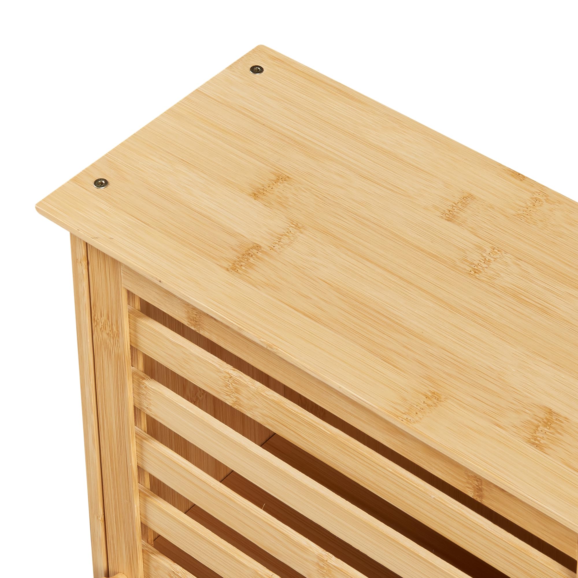[en.casa] Armario de Baño Pared Järfälla Estantería Mural con Compartimentos Cerrados Mueble de Pared para Baño Cocina Dormitorio Oficina Bambú 55 x 37 x 16cm - Natural
