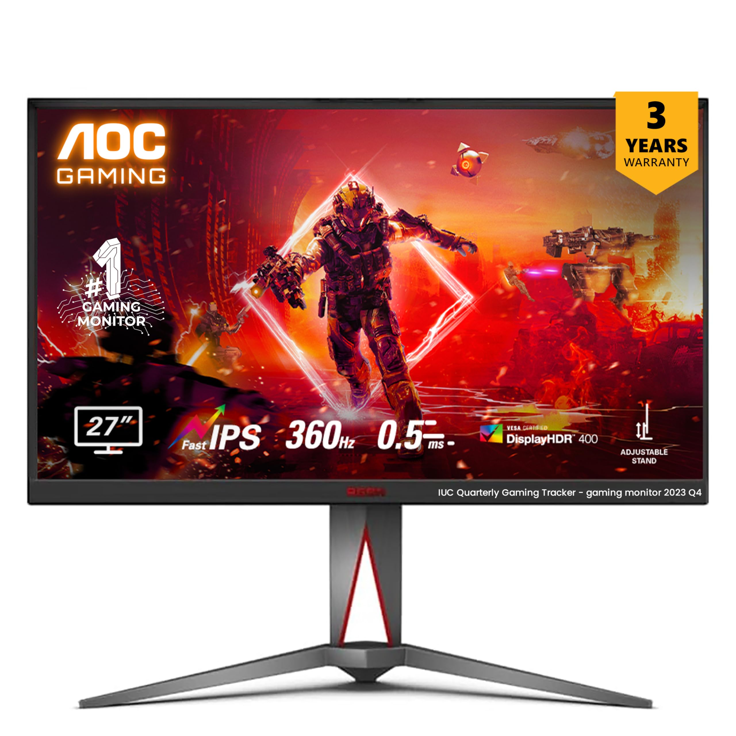 AOC AG275FS/94 27" FHD Fast IPS Monitor | 360Hz Refresh Rate | 0.5 (MPRT) ms Response Time | Free Sync Premium l Flicker-Free & Low Blue Light Technology l Height Adjustable Stand | Screen Shield-image-9