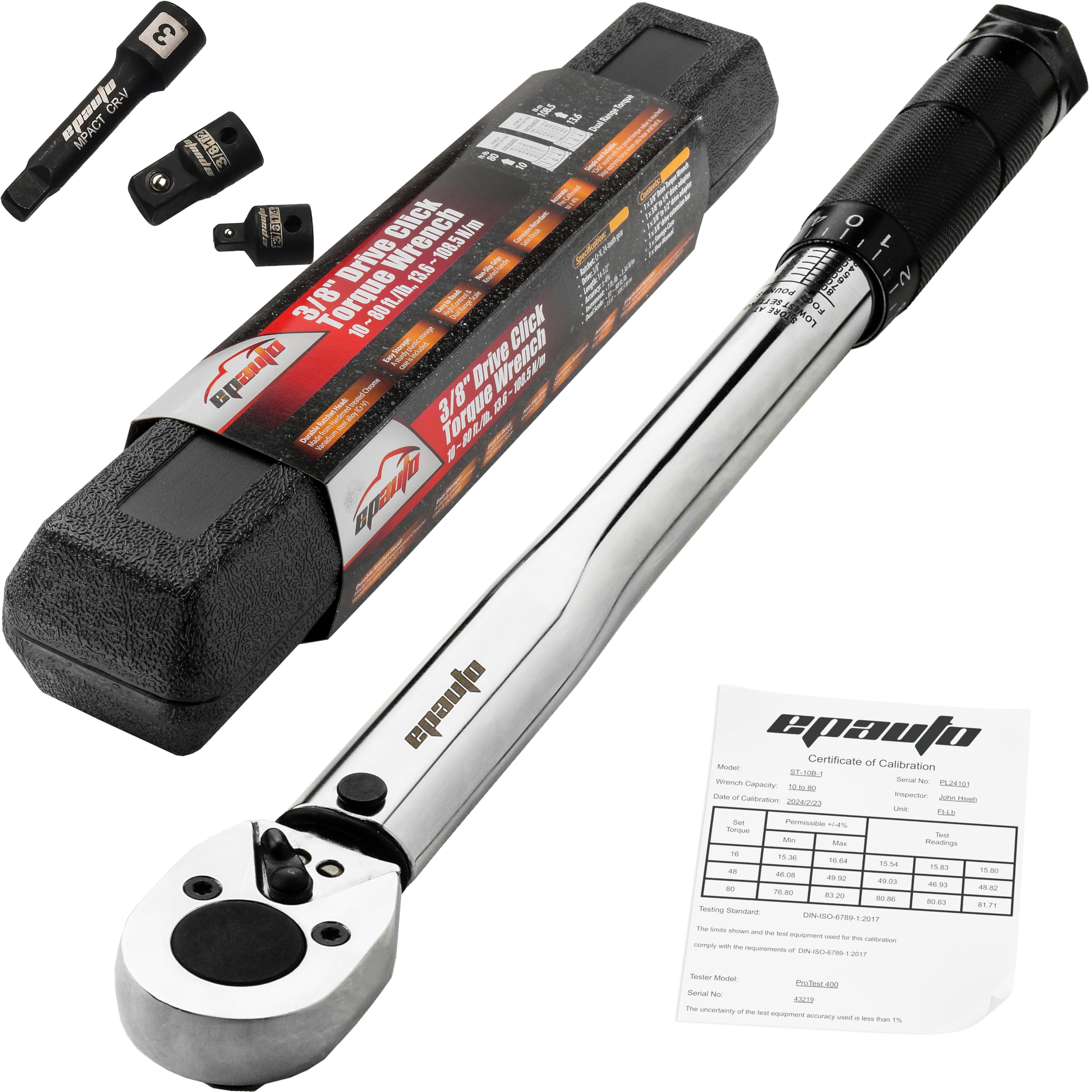 3/8-Inch Drive Click Torque Wrench 10-80 Ft-lb./ 13.6-108.5 Nm