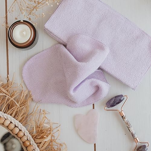 Miniatura 3 de Paquete de 12 paños de rayón de bambú con bolsa de embrague multiusos, toallas absorbentes ultrasuaves para cara, cuerpo, ducha, maquillaje, bebé,