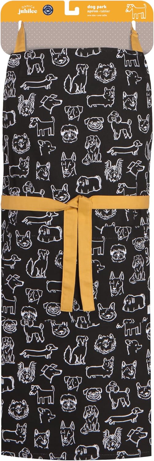 Jubilee 100% Cotton Kitchen Apron with 2 Pockets, Dog Park