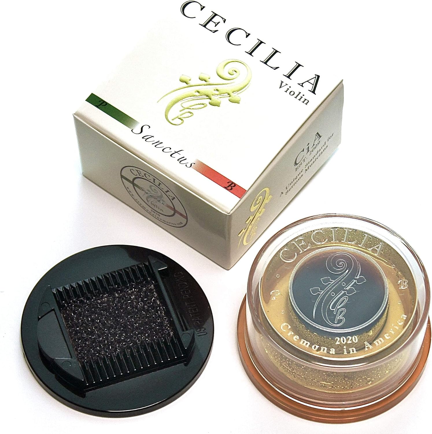 CECILIA 'Sanctus' Rosin for Violin, Rosin Specially Formulated Violin Rosin for Violin Bows with Included Rosin Spreader (Full Cake)