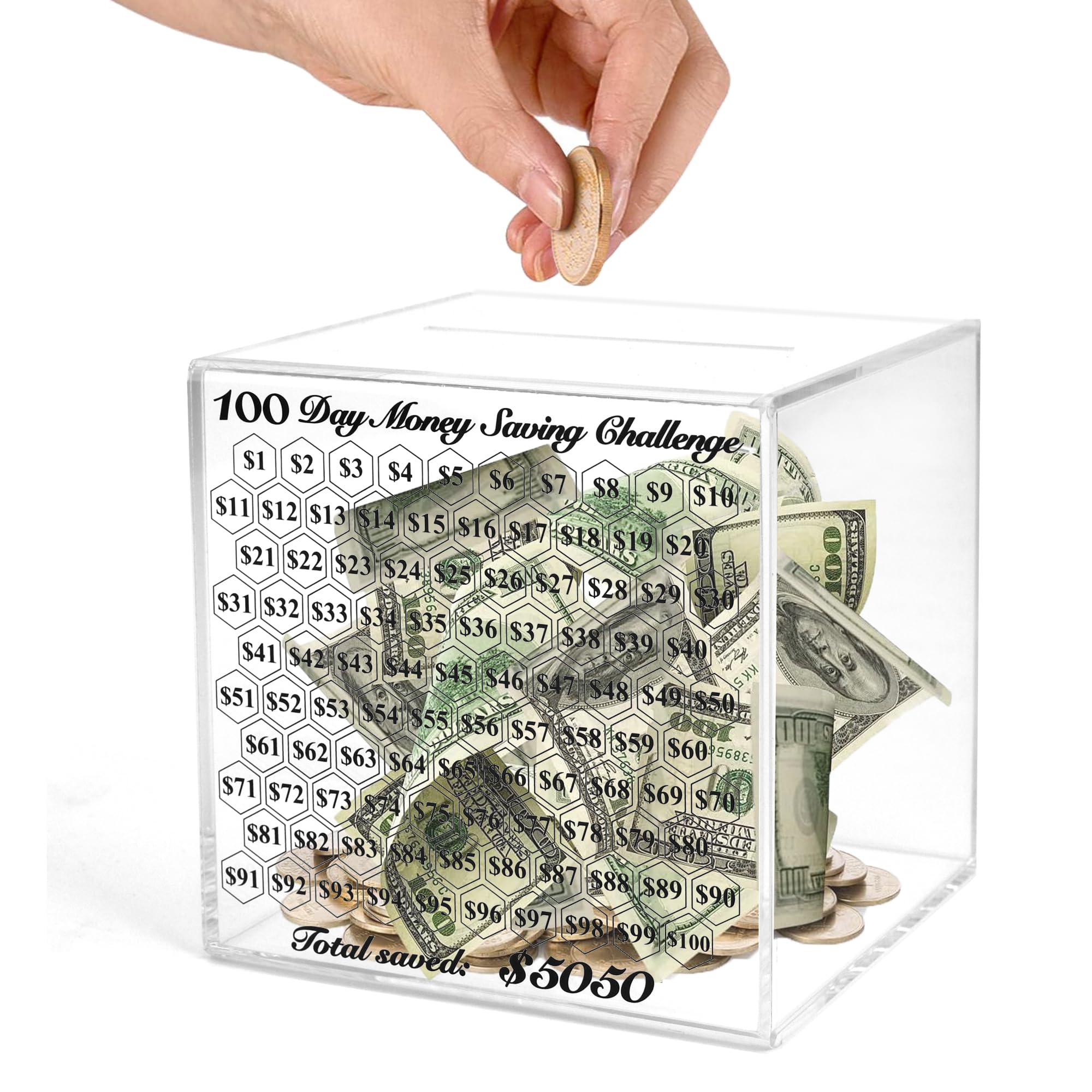即購入OK★ボックス付き★100days savings challenge Amazon.com: Piggy Bank for Adults 100 Days Envelope Saving