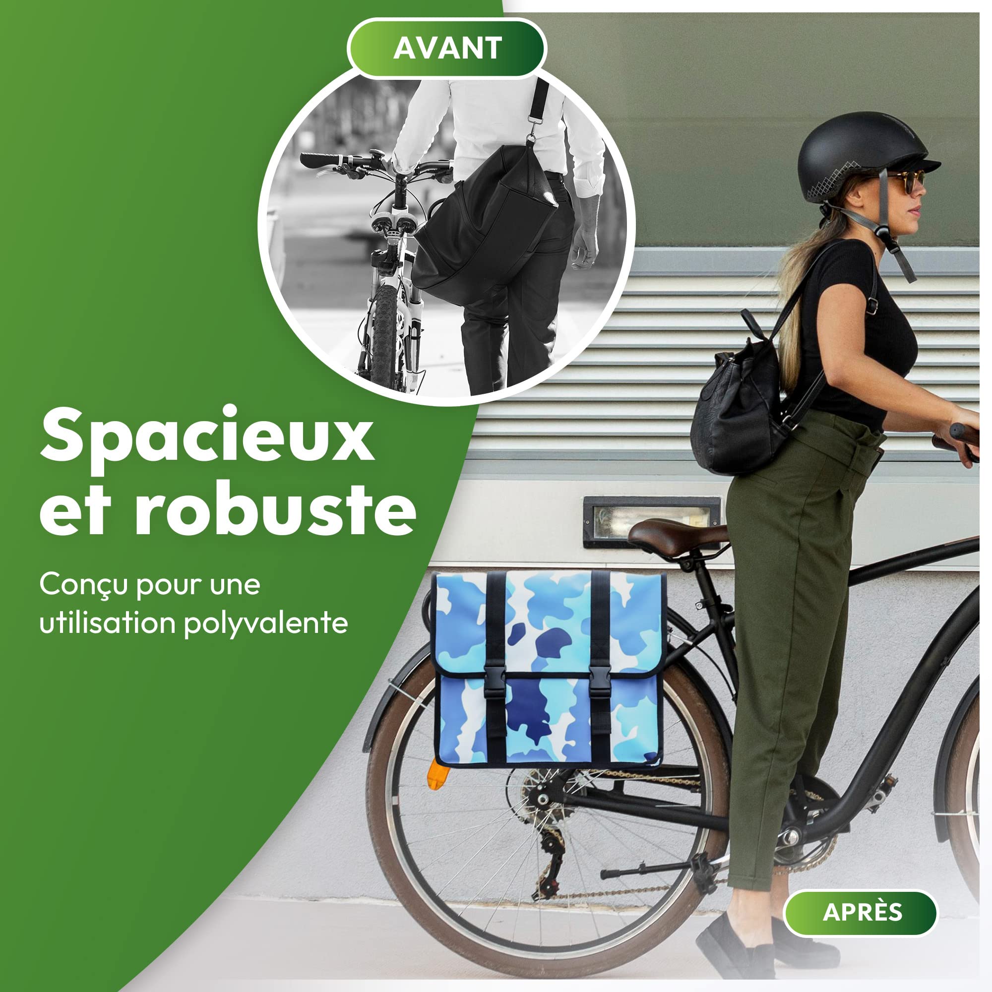 Sacoche Double Ekostar Pour Bicyclette - 46 Litres, Imperméable, Réflecteurs, Montage Facile, Idéal E-Bike