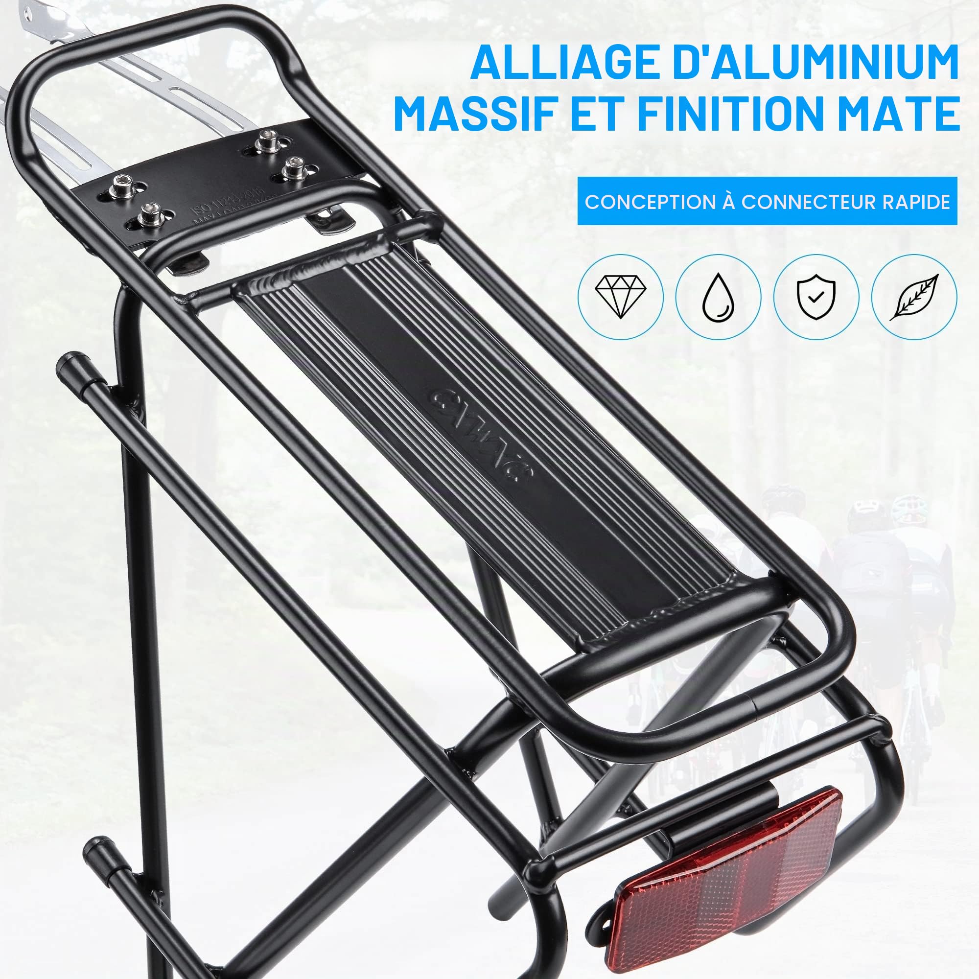 Kadacha Porte-Bagages vélo pour Frein à Disque/Non-Frein à Disque, Porte-Bagages Touring adapté pour 26-29 Pouces avec réflecteur et Charge maximale 30kg