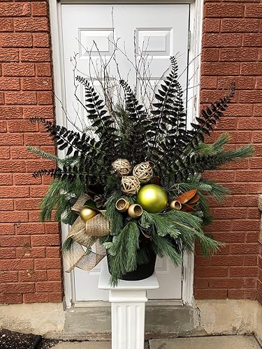 Miniatura 7 de DILATATA 20 piezas de hojas de acebo con purpurina de Navidad de 11 pulgadas, champán artificial con purpurina en aerosol de hojas para árbol de