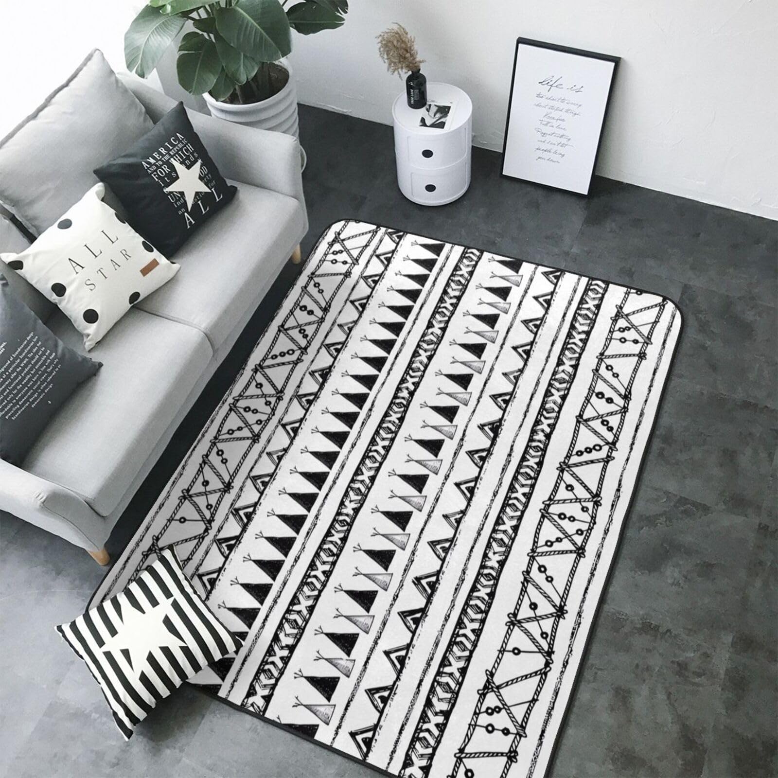 Tappeto in finta pelliccia con stampe con motivi nativi americani, 203,2 x 147,3 cm, ultra assorbente e morbido, comodo per casa, ufficio e oltre