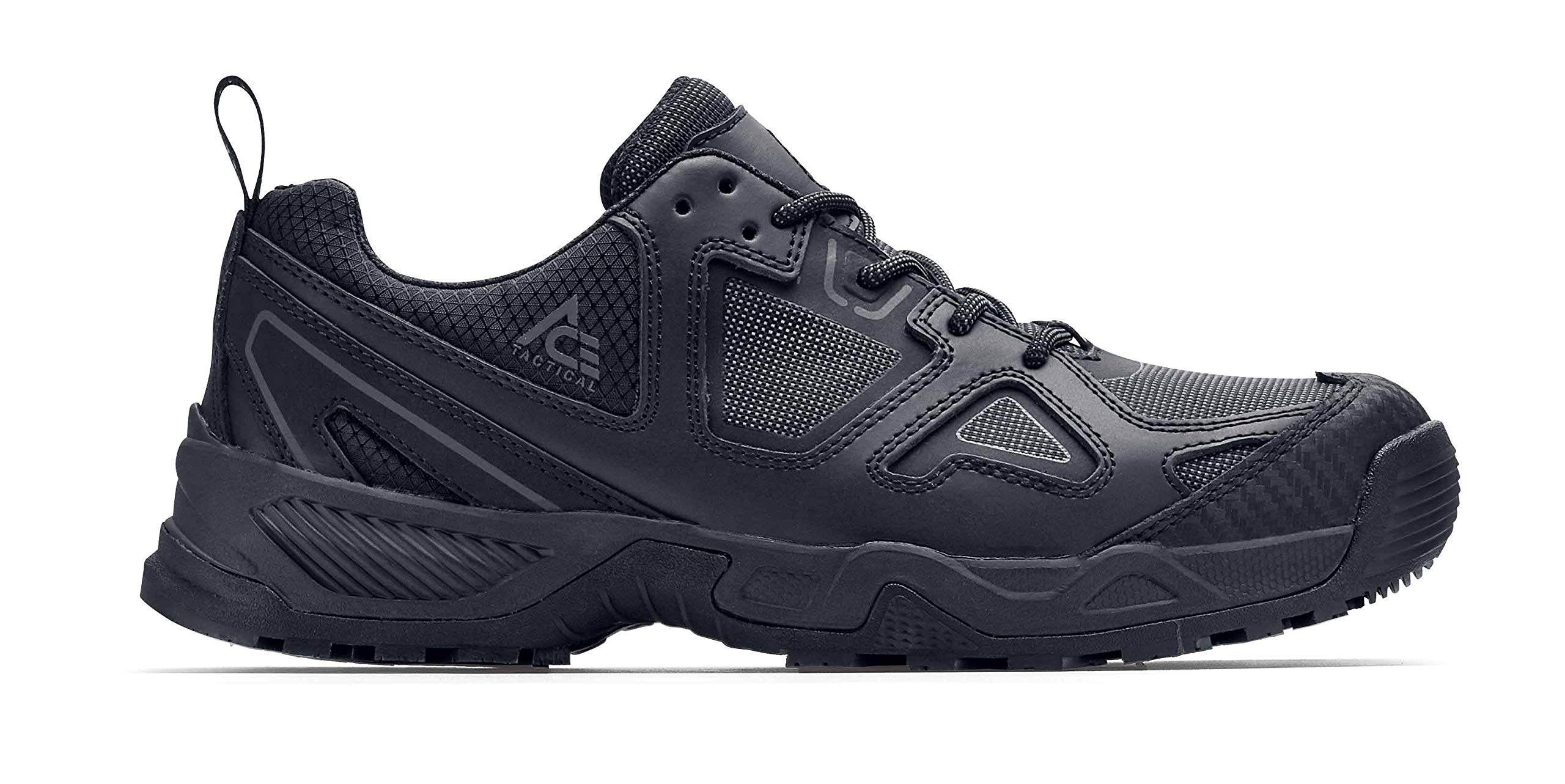 ACE Work Boots by SFC Defender Low, Men's Soft Toe (ST) Slip Resistant Work Boots, Water Resistant, Black, Size 5.5