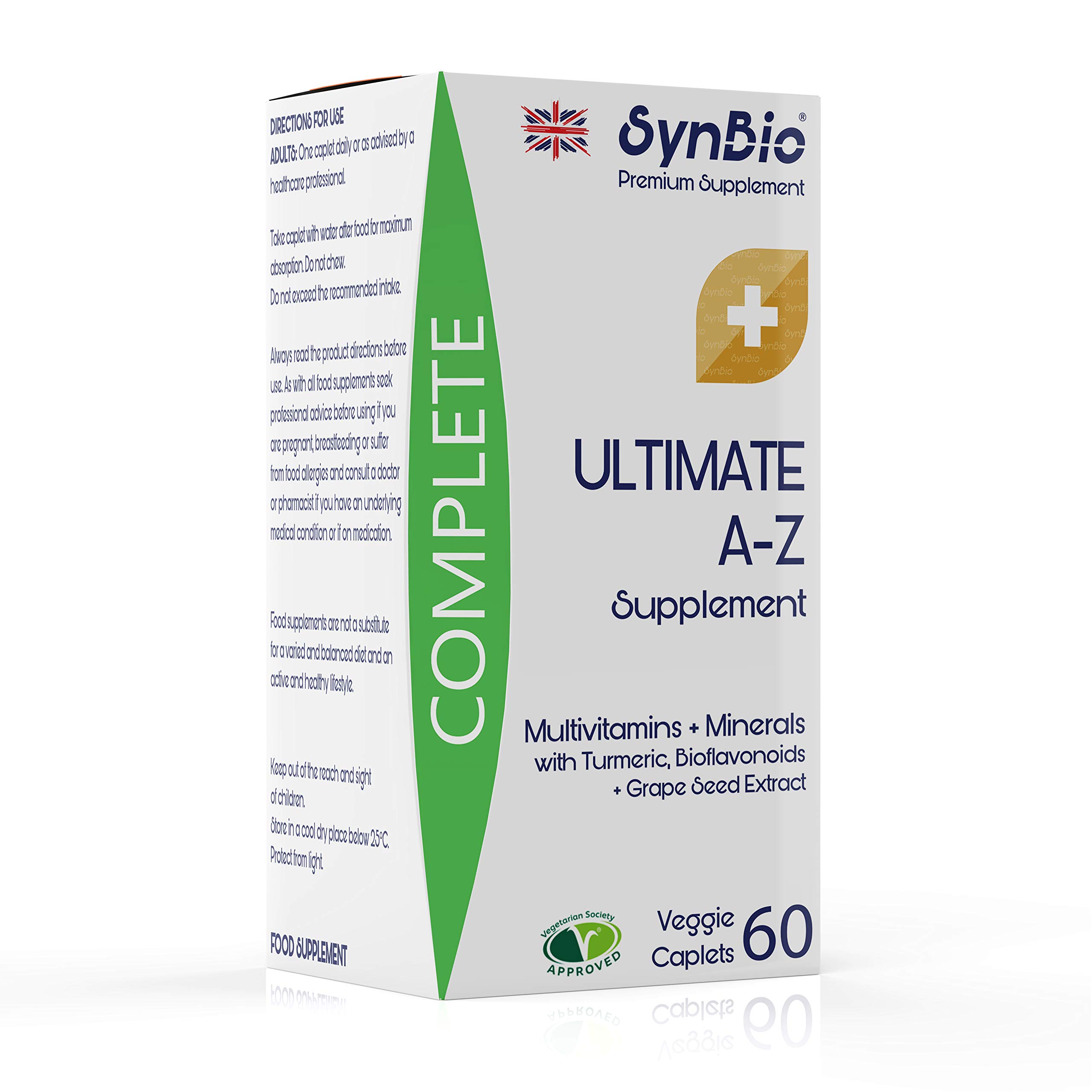 Premium+ - Ultimate A-Z Multivitamins | 60 Caplets | Vegetarian Certified - Nut Free - Vegetarian Society Approved - SOYA Free - Dairy Free - Essential Multivitamin + Minerals