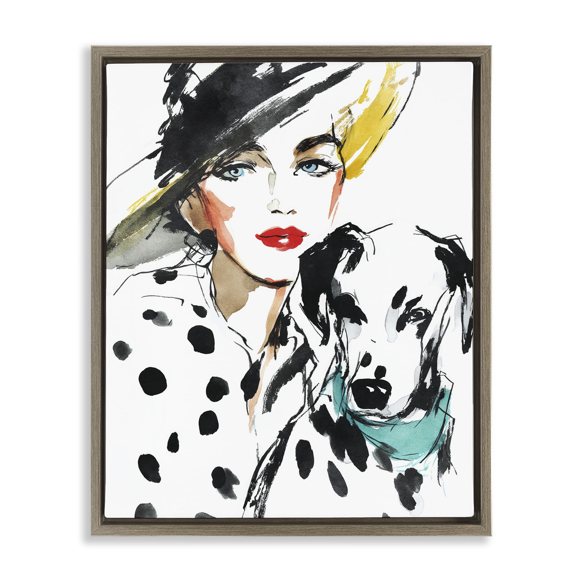 Stupell Industries Montalcino Elm (Textured) 'Trendy Dalmatian Muse'| Floating Frame Canvas Art