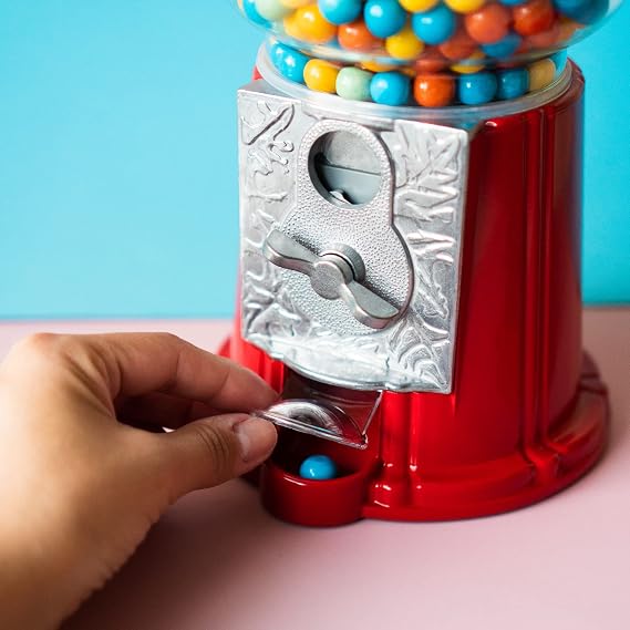 11 Inch Metal Gumball Machine – Coin Operated Bubblegum Sweet Dispenser - Vending Vintage Retro Candy Kid Chewing Piggy Bank Adult Classic Jellybean Bubble Gum
