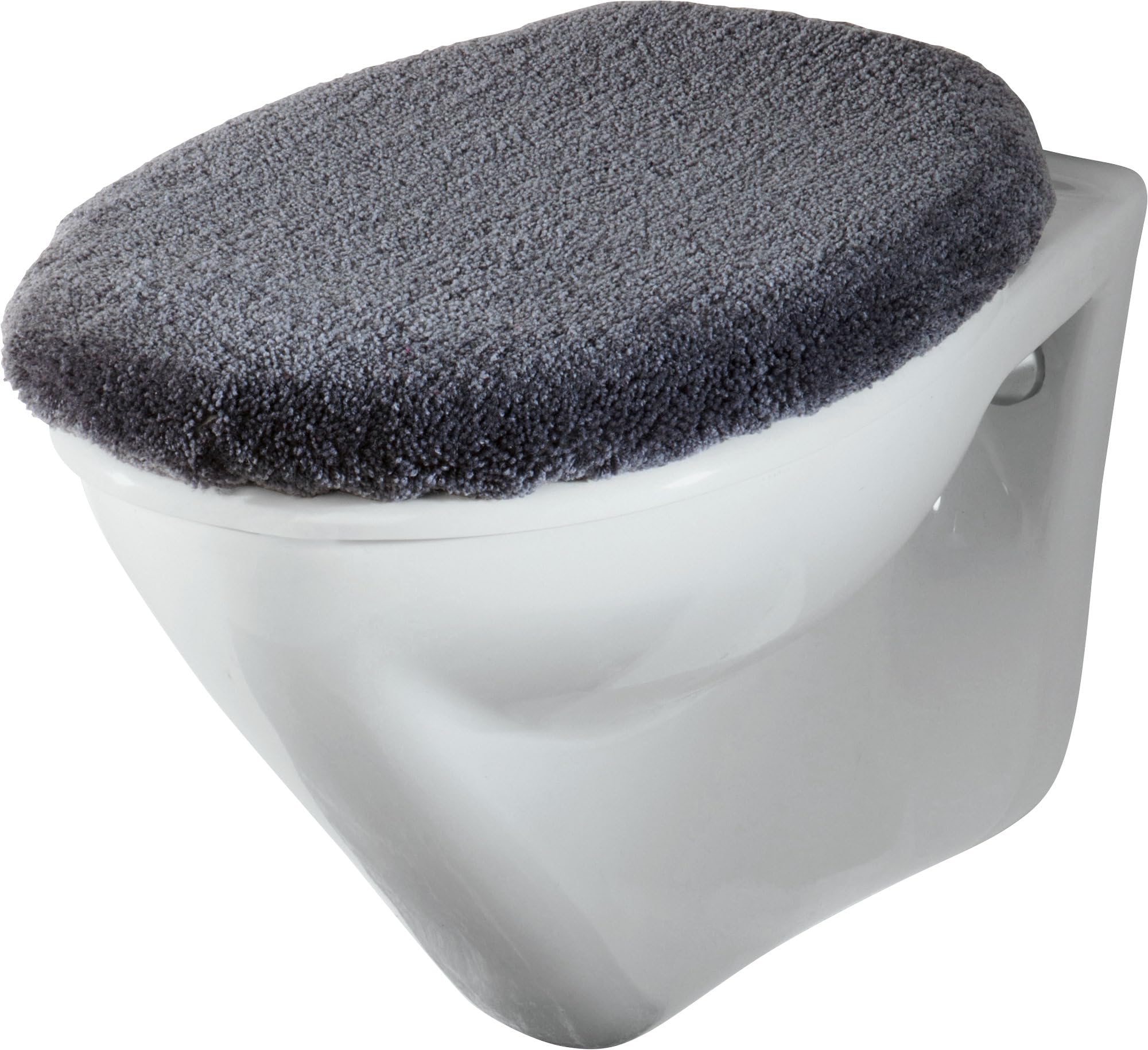 Erwin Müller WC-Deckelbezug Marmor Uni grau Größe 47x50 cm - weich und flauschig, mit Schnürung