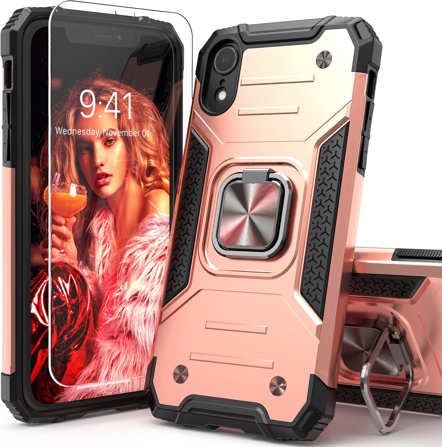 IDYStar iPhone XR Case with Screen Protector,iPhone XR Case, Shock Absorption Heavy