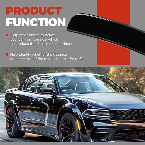 Miniatura 4 de HECASA Luz de marcador lateral compatible con Dodge Charger 2015-2022, reflectores, faros delanteros y traseros, lente ahumada roja y amarilla de