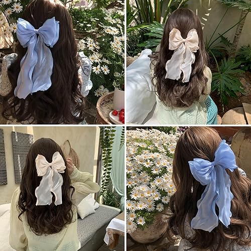 Miniatura 3 de 2 lazos grandes para el pelo para niñas, lazos largos para el pelo para mujeres, clips de lazo grande, pasadores de pelo con lazo francés para