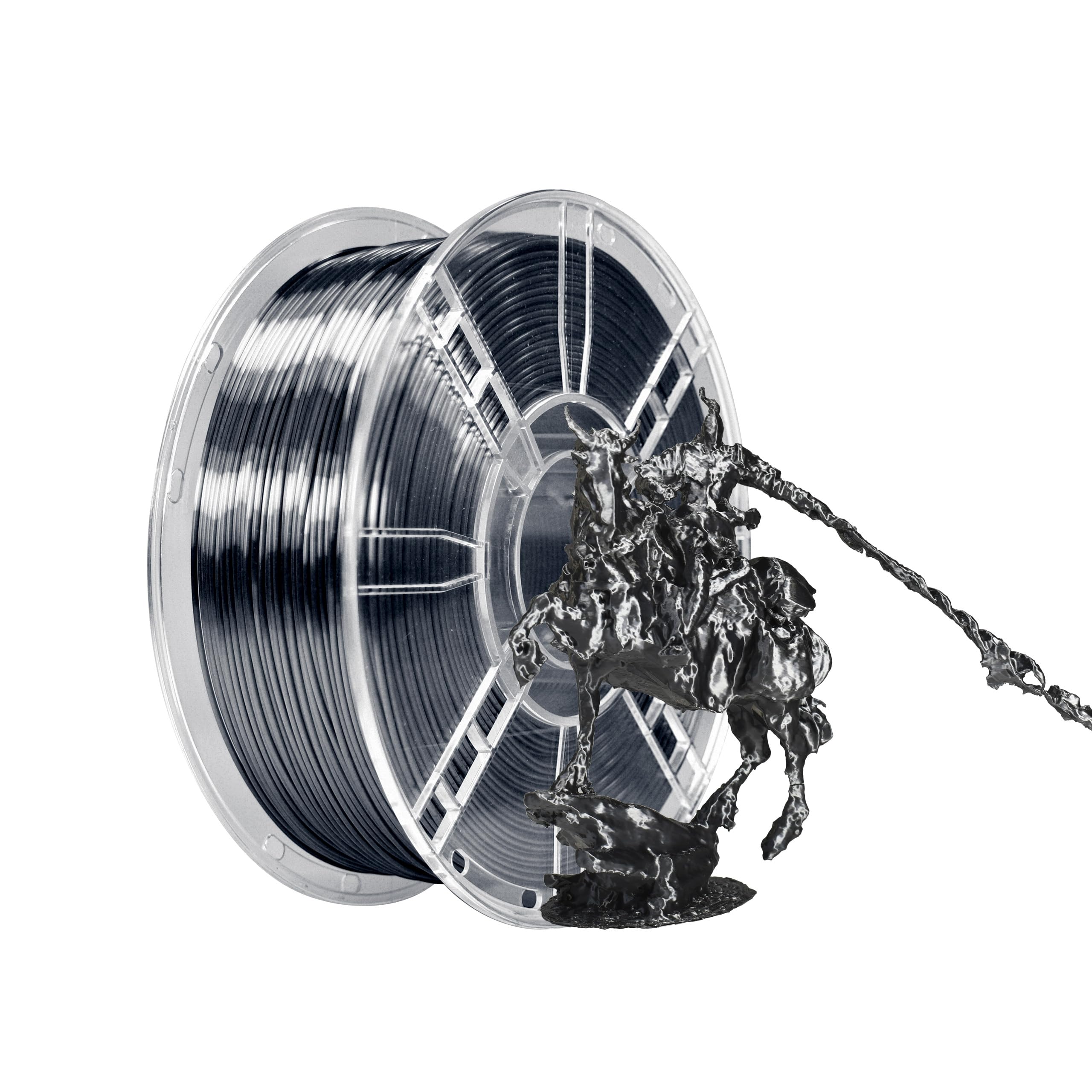 iBOSS 3D Printer Silk Filament, Shiny Silk PLA Plus Filament 1.75mm, Smooth Silky Surface, Great Easy to Print for 3D Printers, Dimensional Accuracy +/- 0.02mm, Silk Iron Black 1KG