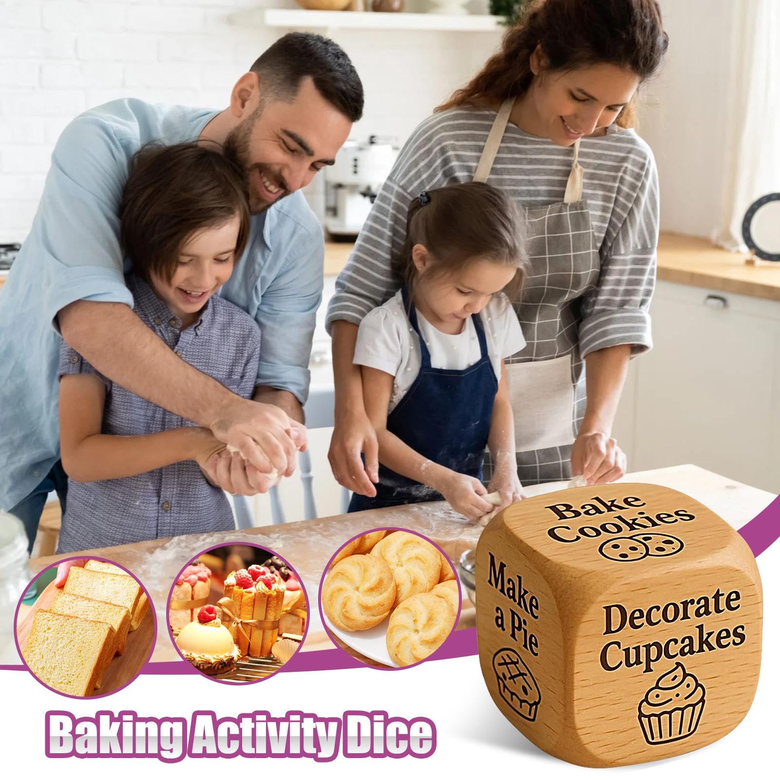 Divertente Ditale per pasticceria, accessorio divertente in legno | con incisione a 6 facce, divertente per cucina, per coppie adulti, , serate di compleanno