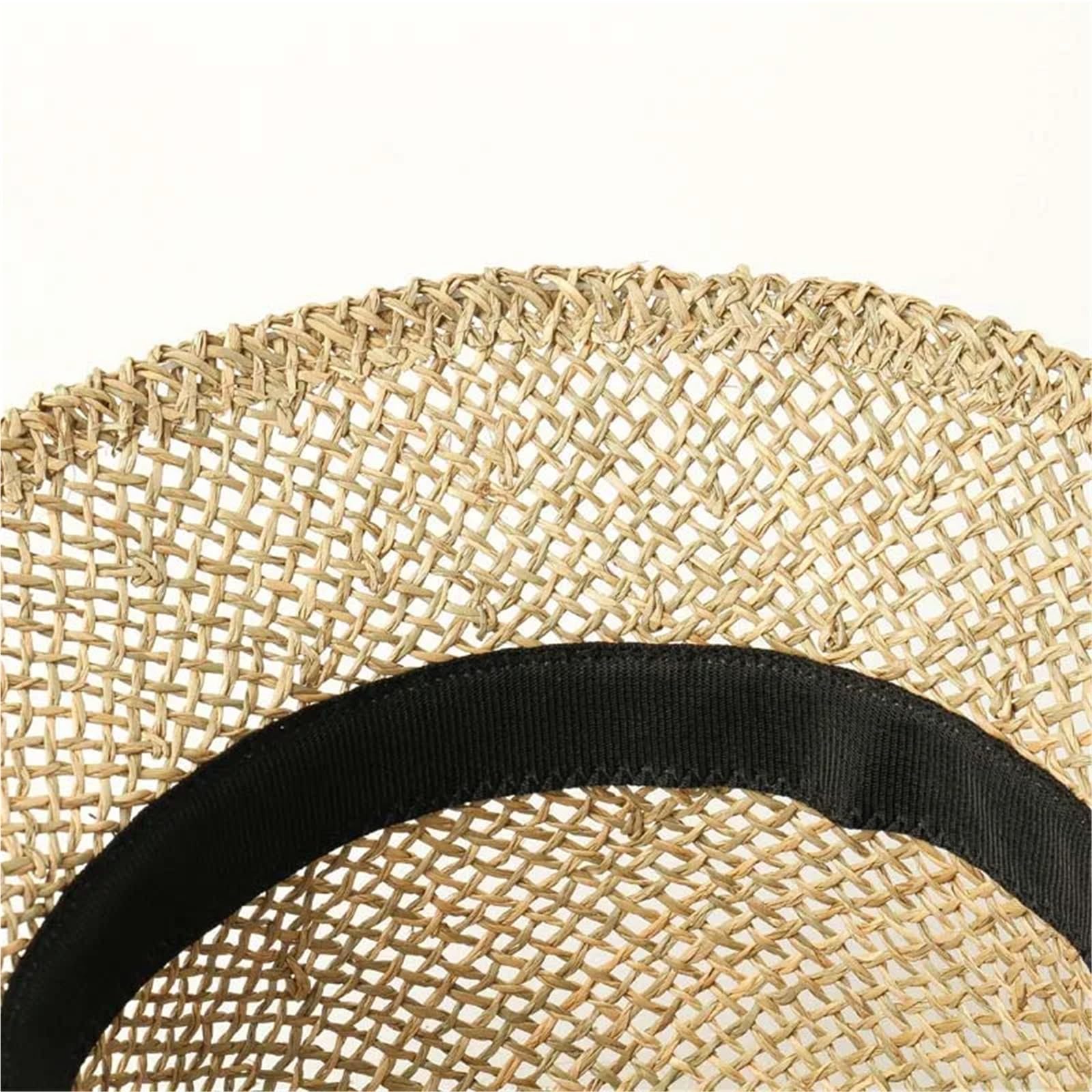 Generico Cappello da Donna Cloche Cappello da Sole Seagrass Beach Paglia da Viaggio Cappello Estivo a Tesa Corta