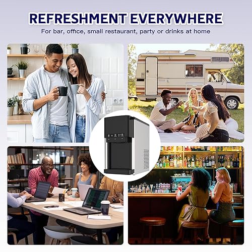 Miniatura 8 de ADVWIN Dispensador de agua 3 en 1 con máquina de hielo, encimera de máquina de hielo de pepita, hielo bala, hielo triturado, enfriador de agua, 44