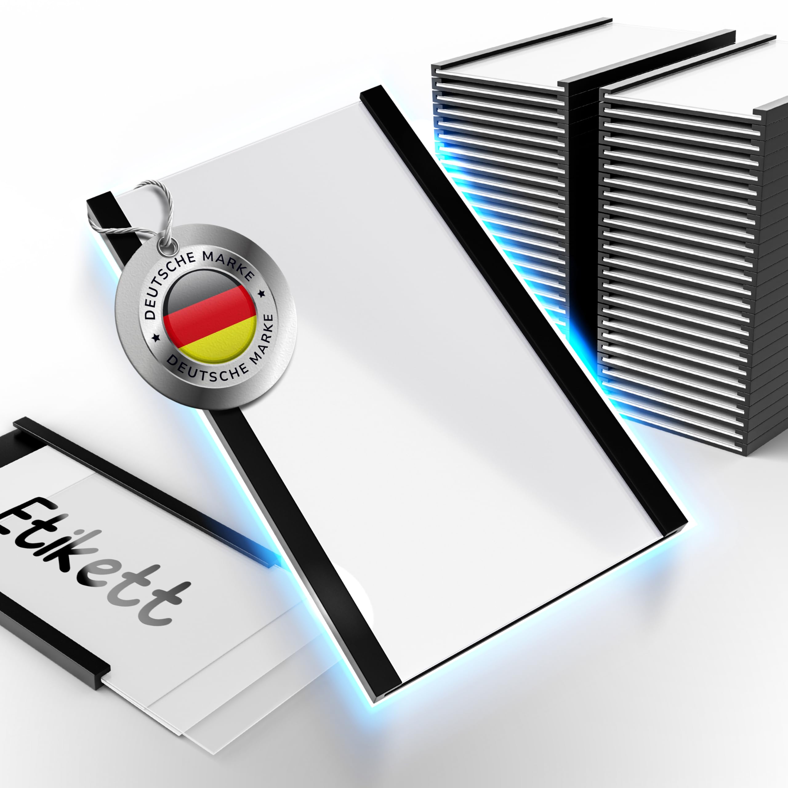 Magnetschilder zum Beschriften 40 x 100mm - 50 Stück - Magnetische Etikettenhalter C-Profil für Regale, mit Schutzfolie & Einlage hält auf allen metallischen Flächen – für Lager, Büro & Einzelhandel