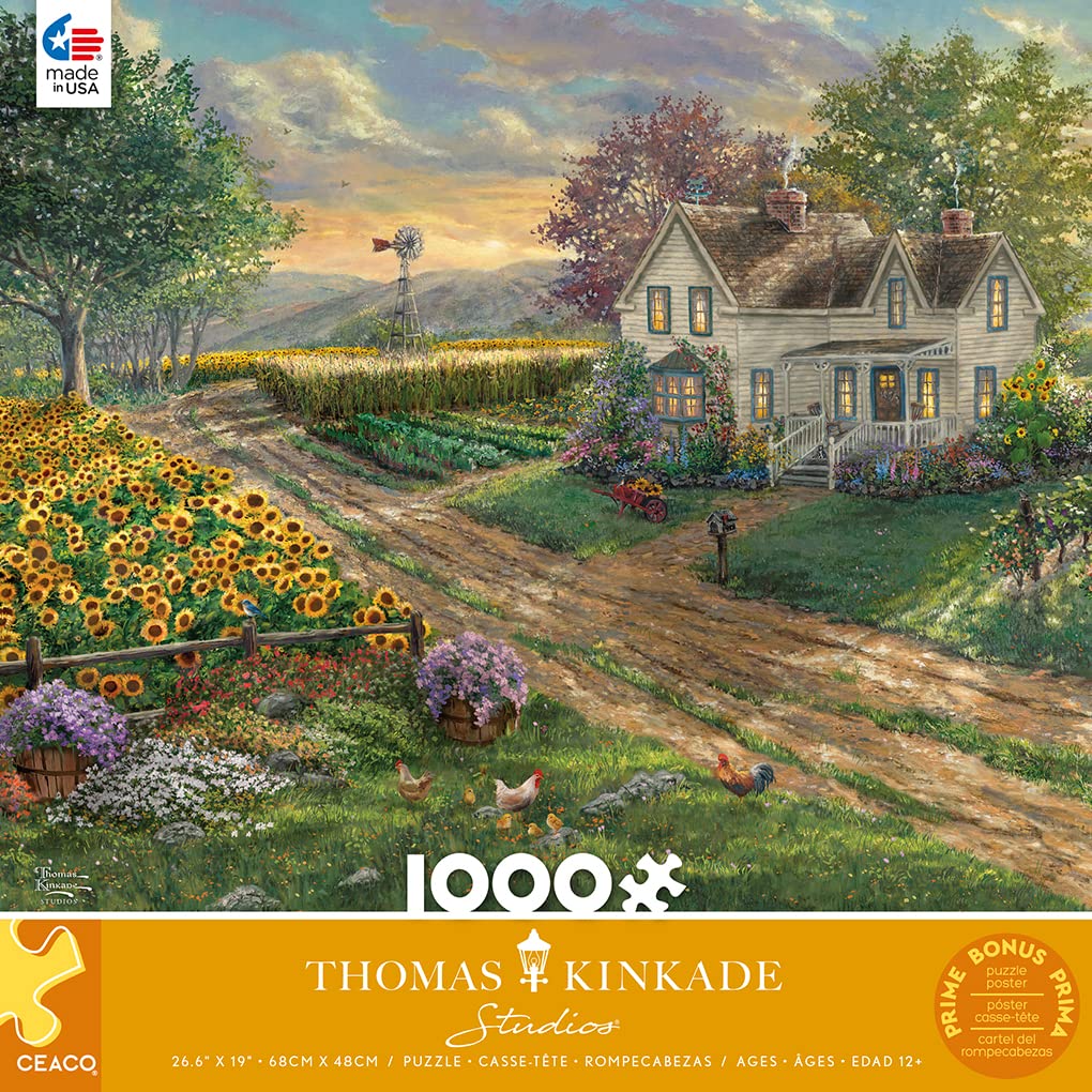 Puzzle Thomas Kinkade: Sunflower Fields, 1 000 Pieces
