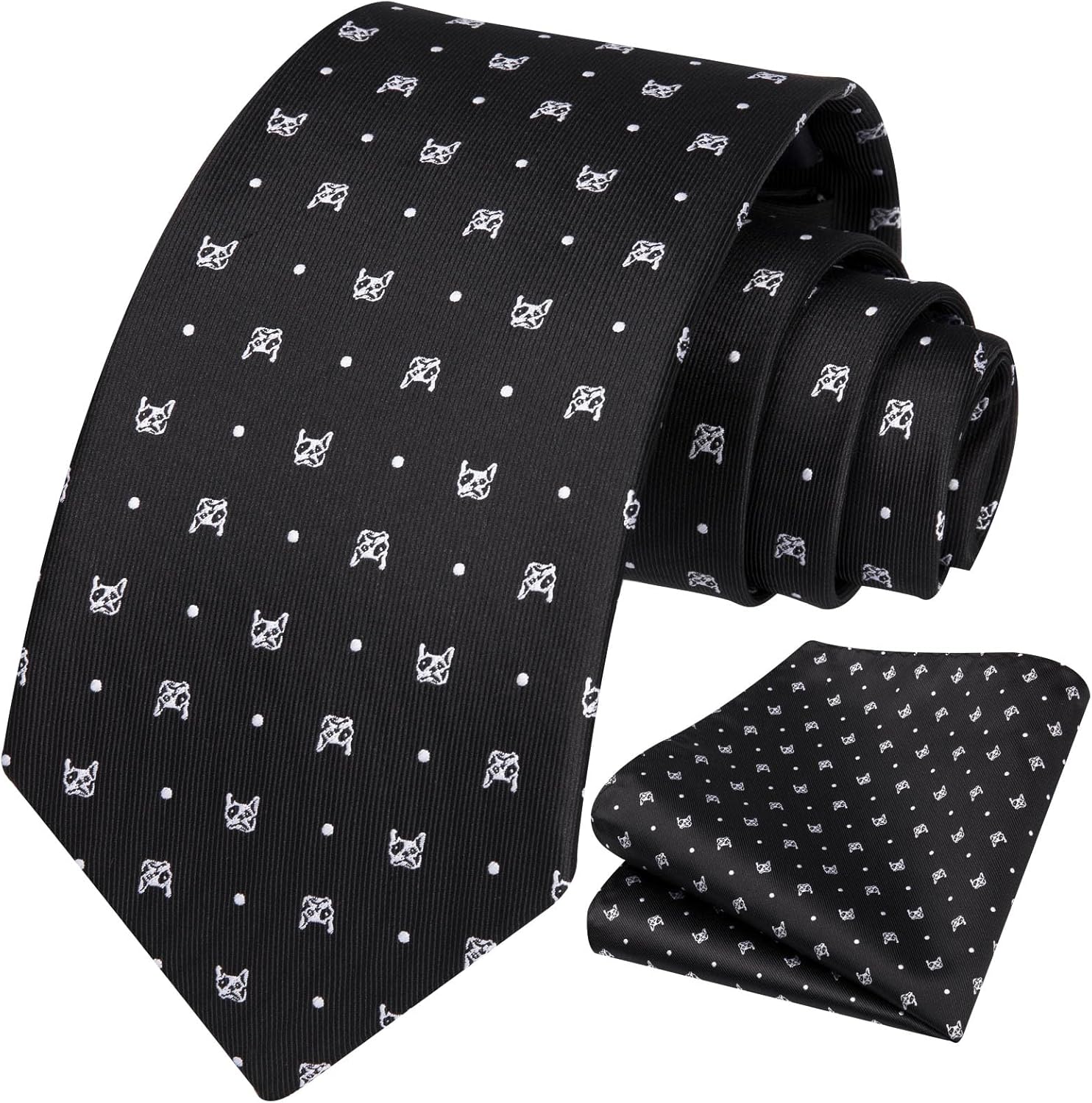 HISDERN Ties For Men Funny Holiday Mens Ties Handkerchief Animal Mens Neckties Silk Tie Pocket Square Set Business Party - Image 5