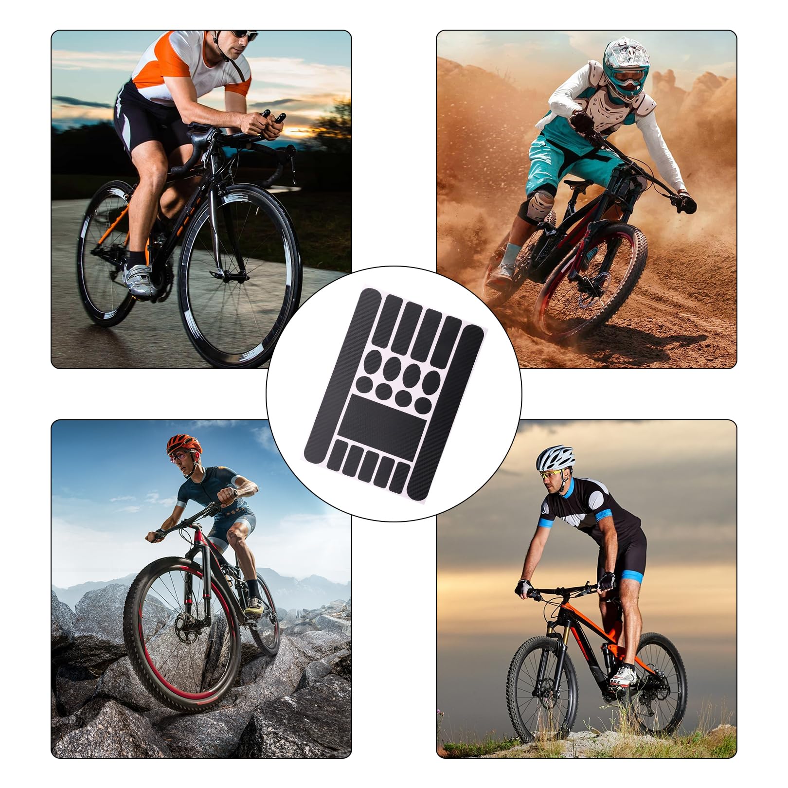 Protection Cadre Vtt Kit Protection Cadre Vélo AlphaShield K099 - Film Autocollant Noir Carbone - 28 Pièces Universel Guidon Vtt