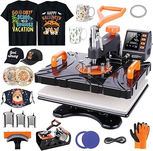 Miniatura 11 de AKEYDIY Máquina de Prensa de Calor 5 en 1 Mejorada para Camisetas 12X15 Pulgadas, Máquina de Prensa de Camisetas con Giro de 360° para Sublimación,