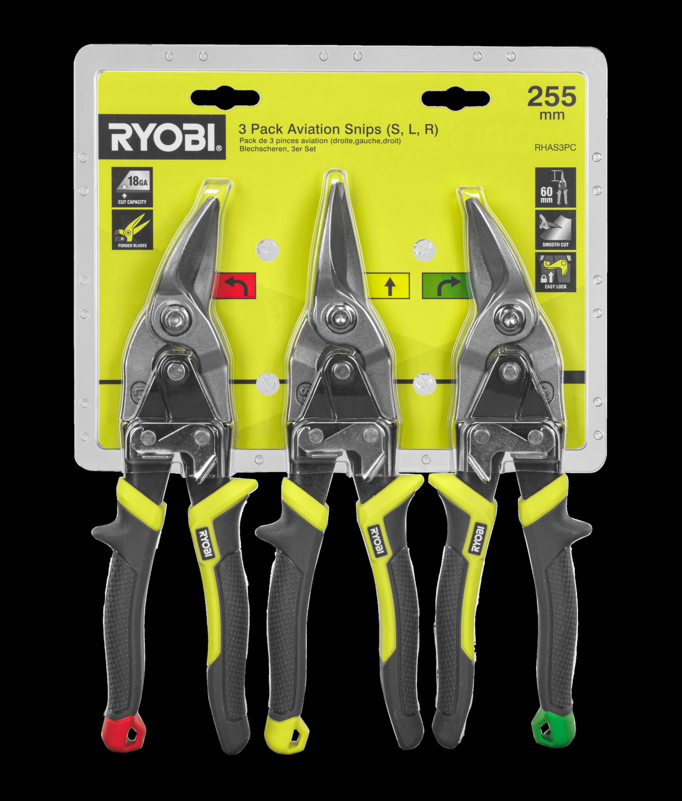 Jeu de 3 cisailles aviation RYOBI - RHAS3PC