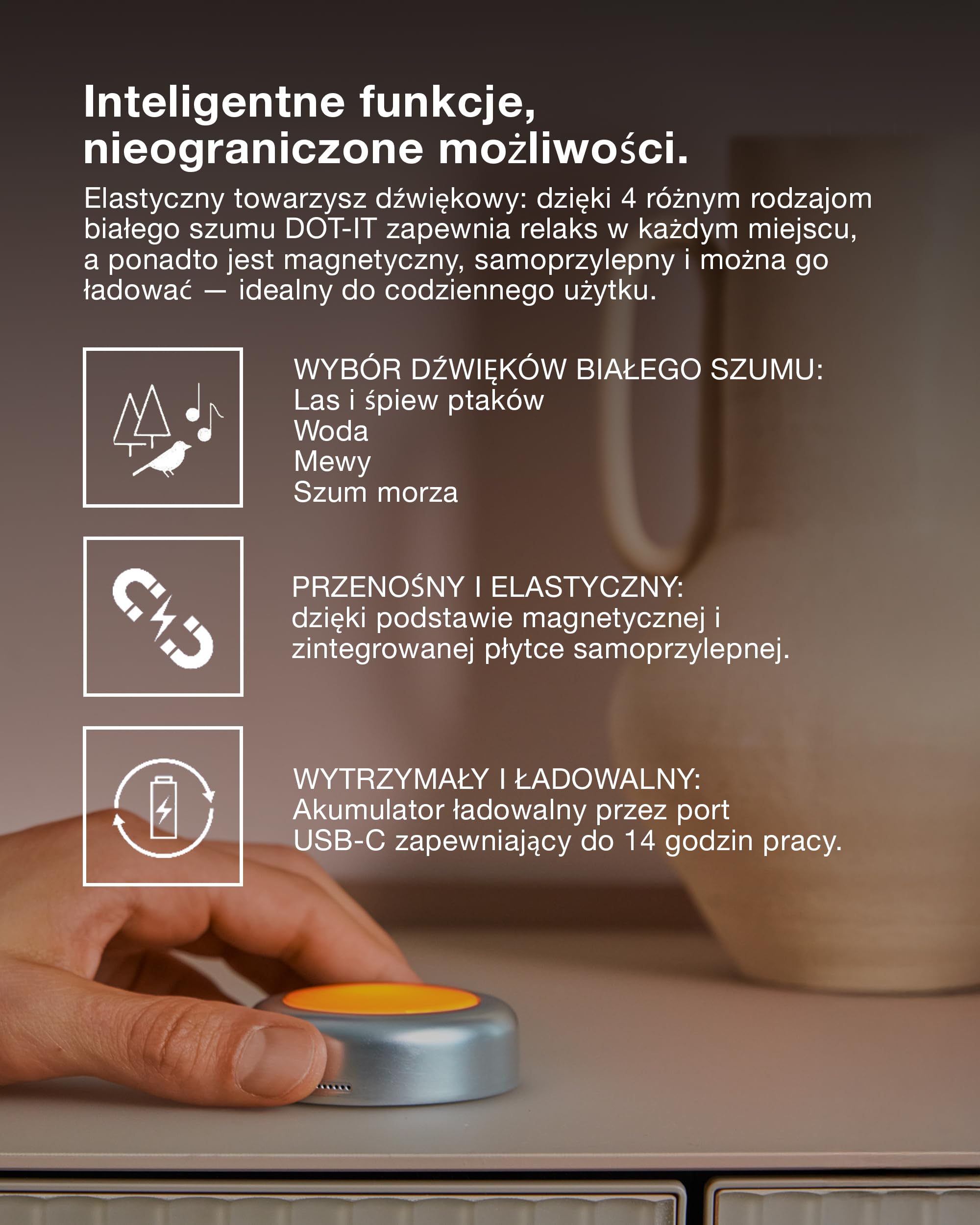 OSRAM SMART+ DOT-IT TWIST & SHAKE, inteligentna przenośna lampka nocna lub dziecięca z 16 milionami kolorów RGB, sterowana przez nacisk i obrót lub aplikację, funkcja snu z dźwiękami otoczenia, 6-pak