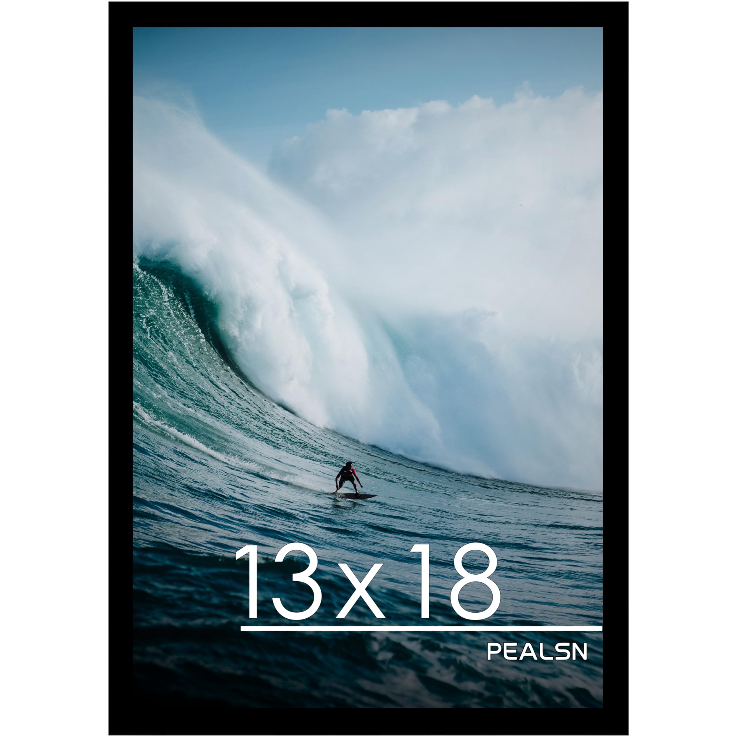 PEALSN 13x18 Picture Frame Black, Photo Frame for Wall Mounting Display Horizontally or Vertically Hanging, 1 Pack