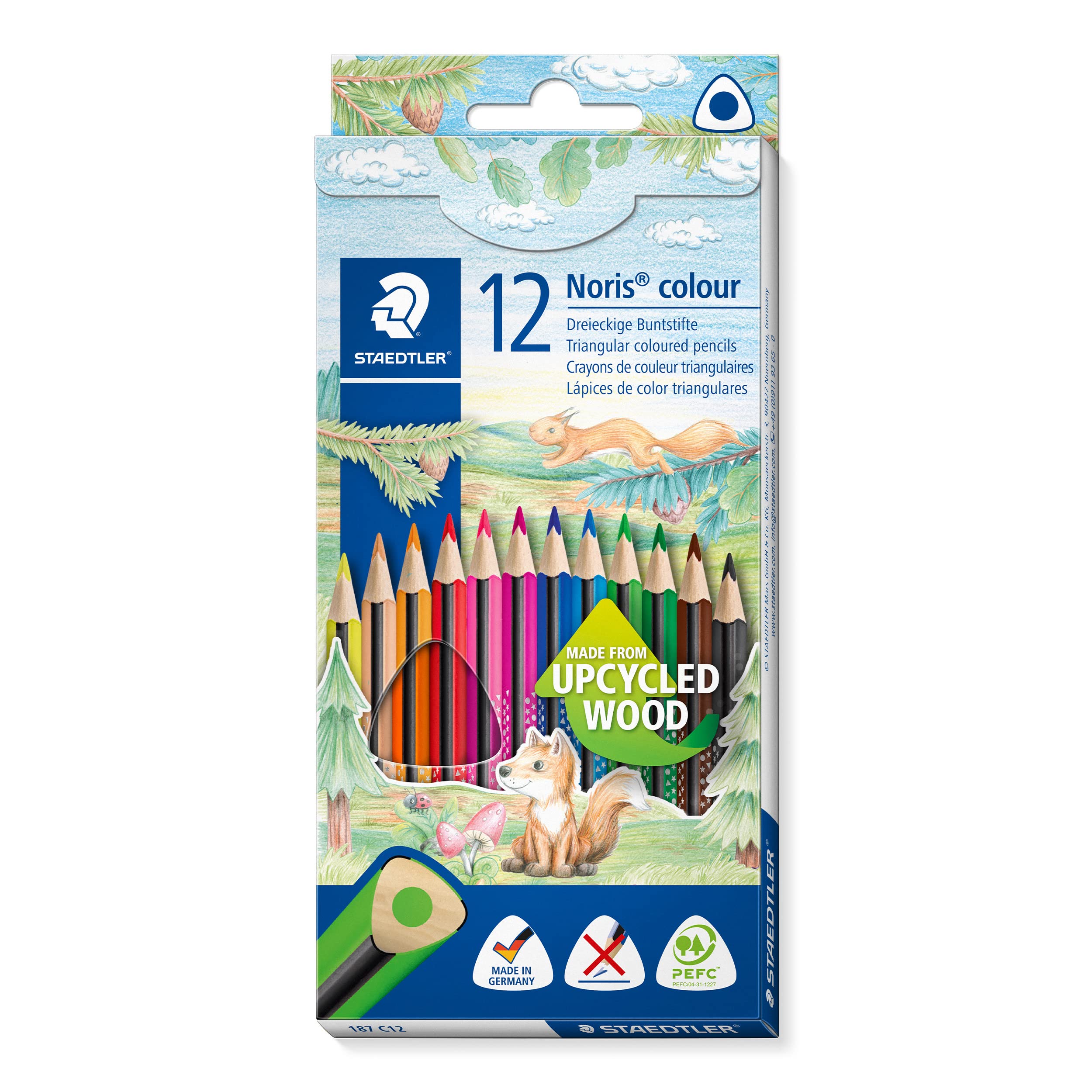 STAEDTLER 187 C12 Noris Colour Triangular Pencils - Assorted Colours (Pack of 12)