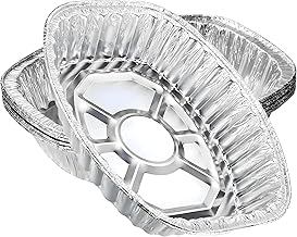 Large Oval Foil Containers (Pack of 6) | Heavy Duty Aluminium Trays for Roasting Baking BBQ | Oven Safe Recyclable Food Storage Meal Prep Catering