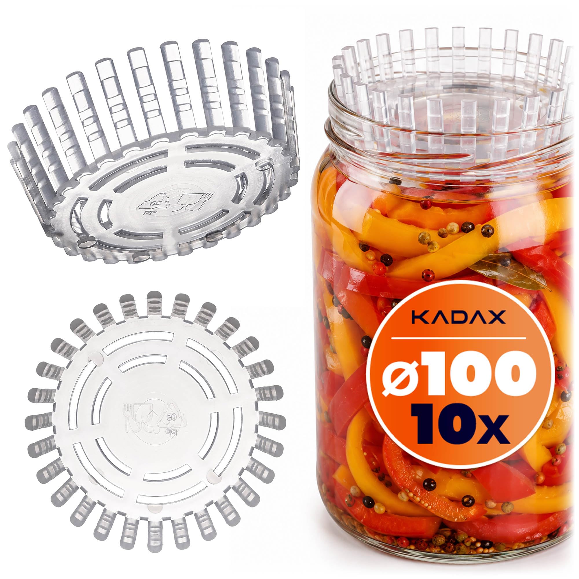 KADAX Juego de 10 Pesas de Fermentación fi 100 mm con Red para Tarros TO100 sin BPA