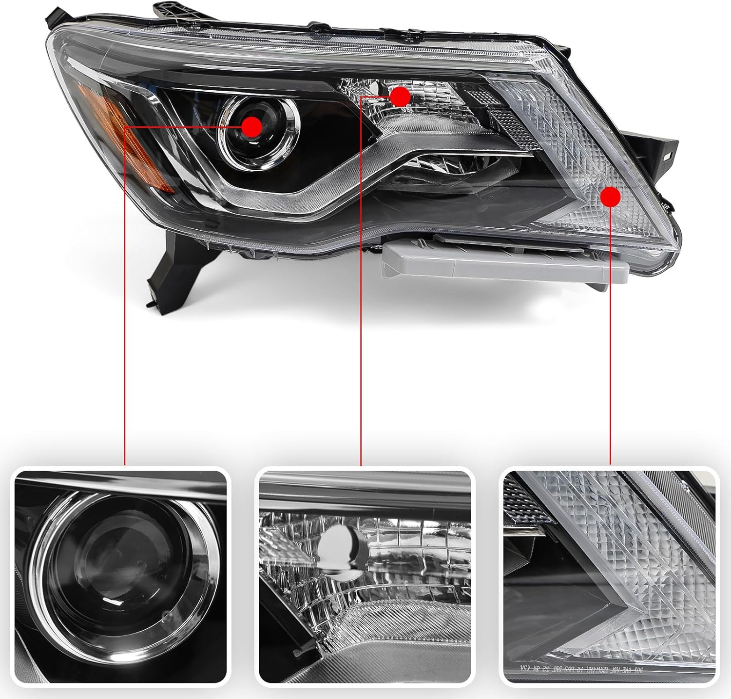 Huray Right Halogen Headlight Assembly Fit for Nissan Pathfinder 2017-2020 RH w/LED DRL Projector Headlamp OE Factory Head Light Replacement for NI2503252 114-60863R Passenger Side