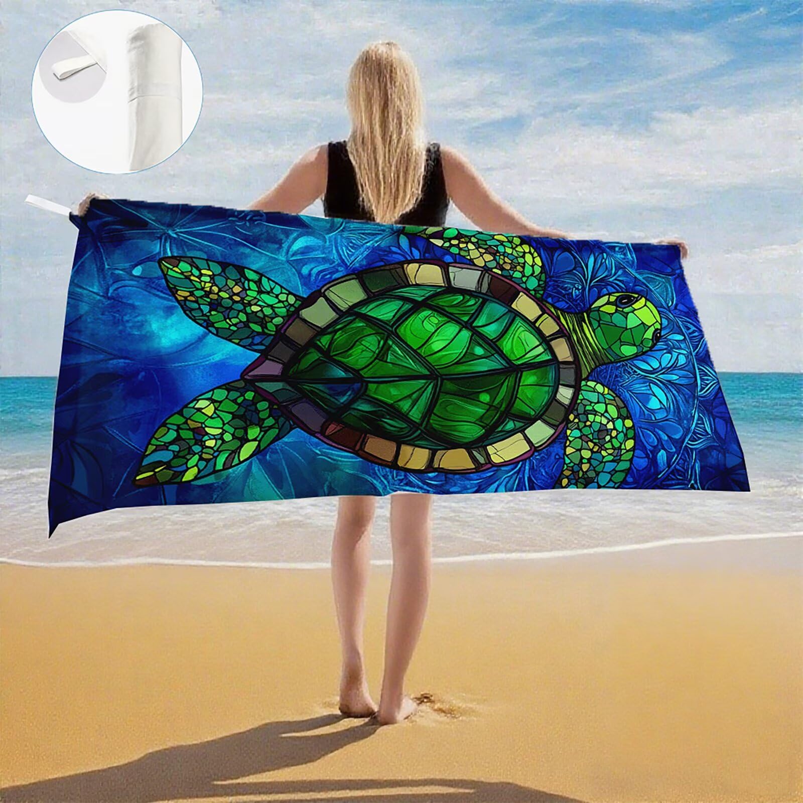 Telo Mare Microfibra, Telo Mare Grande 200 x 100 cm Set da 2, Antisabbia Asciugatura Rapida Assorbente Salvietta da Spiaggia Asciugamano per Palestra Piscina Viaggi Sport Picnic, Regali Donna Q-700